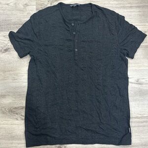 John Varvatos Charcoal Short Sleeve Henley